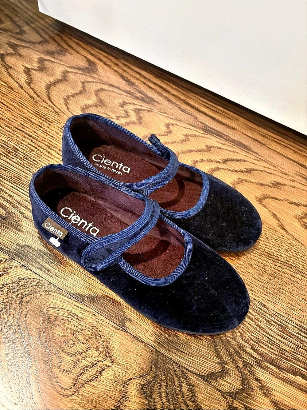 Girls Cienta Mary Jane Dress Shoes Velvet Blue Size 31 / US Kids 13